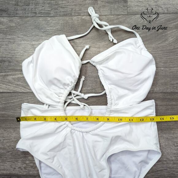 Sweatyrocks High Waist Halter Cut Out One Piece Swimsuit Size L - Picture 2 of 3